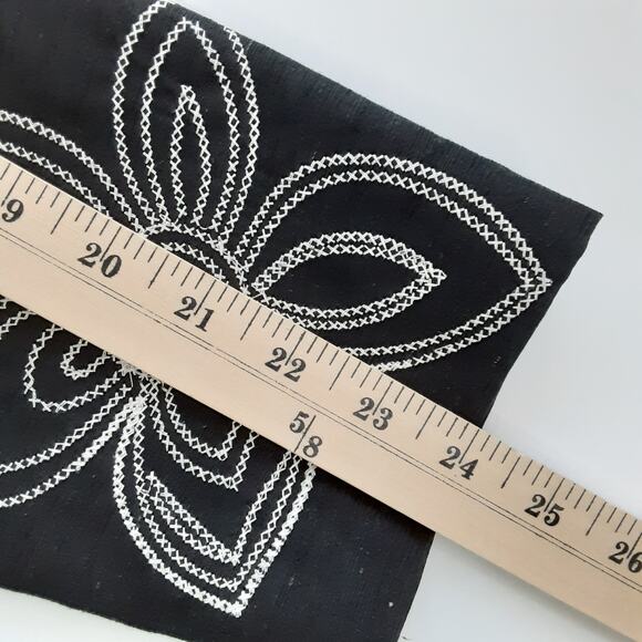 Vintage 90s Silk Blend Blazer Jacket Embroidered Floral Black Mandarin Collar L - Picture 10 of 10